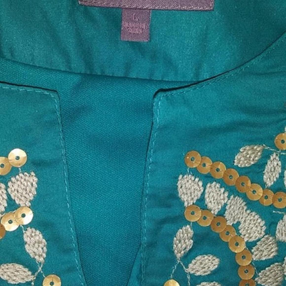 Harper Sz M Embellished Sheath Tunic Dress Aqua - Picture 5 of 6